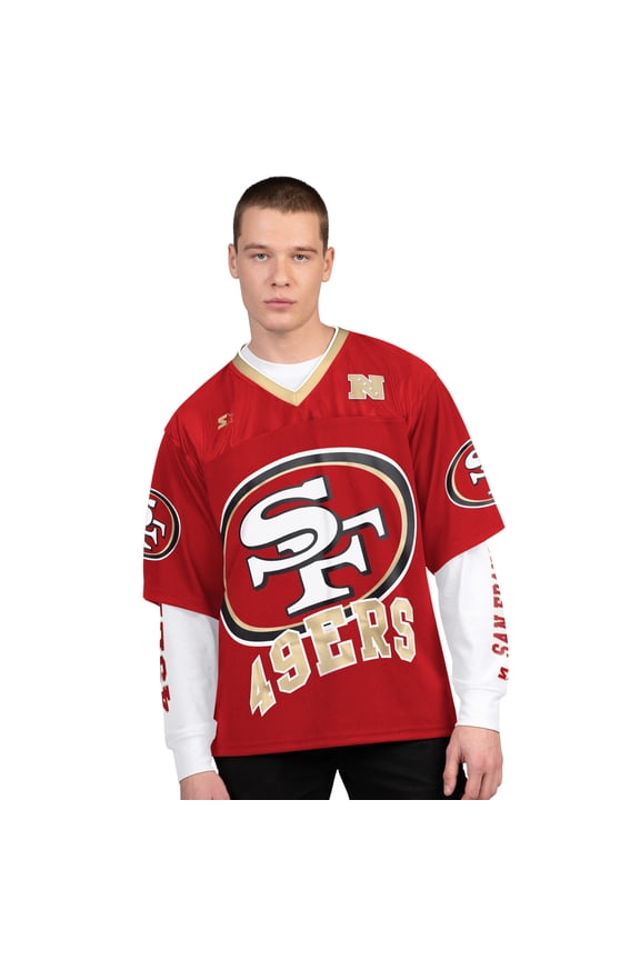 Men's Starter Scarlet/White San Francisco 49ers Short Sleeve & Long Sleeve T-Shirt Combo Pack
