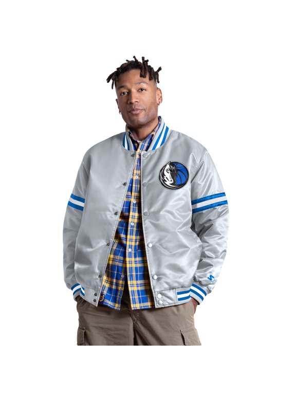 Men's Starter Silver Dallas Mavericks Courtside II Varsity Full Snap Jacket