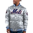 thumbnail image 1 of Men's Starter Silver New York Mets Bronx Satin Full-Snap Varsity Bomber Jacket, 1 of 2