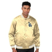Mens Starter Tan Los Angeles Dodgers Locker Room Satin Full-Snap Varsity Jacket