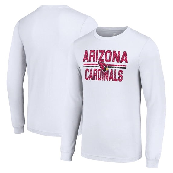 Men's Starter White Arizona Cardinals Team Mesh Print Graphic Long Sleeve T-Shirt