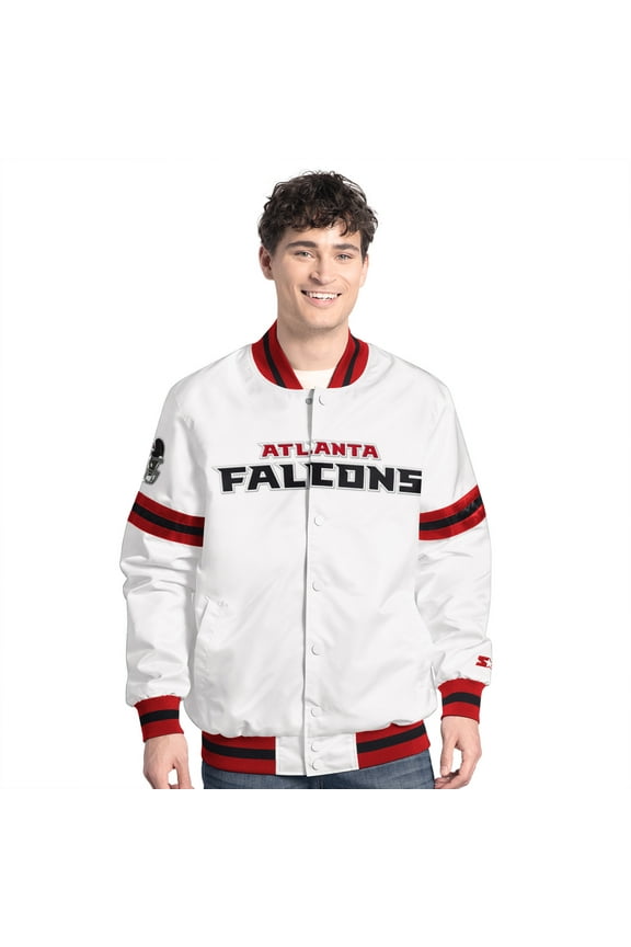 Men's-Starter  White Atlanta Falcons Scout Full-Snap Varsity Jacket