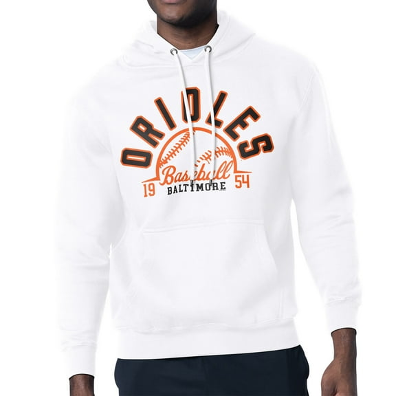 Men's Starter  White Baltimore Orioles Half Ball Team Graphic Pullover Hoodie