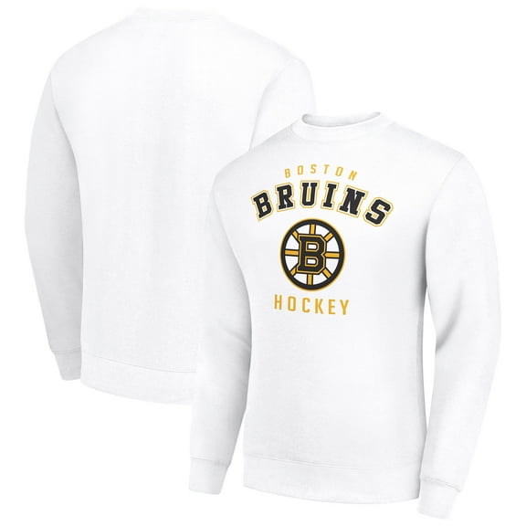 Men's Starter White Boston Bruins Team Logo Fleece Pullover Sweatshirt