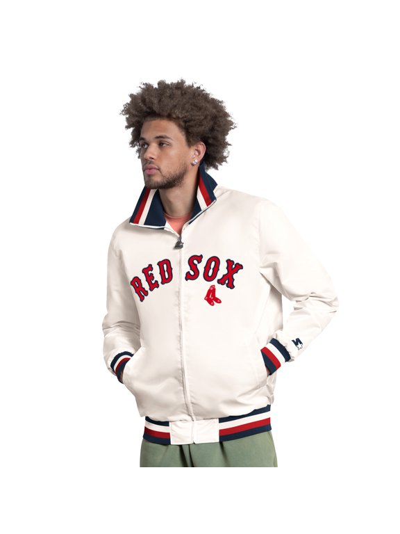 Men's Starter White Boston Red Sox The Captain Cooperstown Logo Full-Zip Varsity Jacket