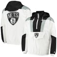 thumbnail image 1 of Men's Starter White Brooklyn Nets Striker Crinkle Half-Zip Hoodie Jacket, 1 of 4