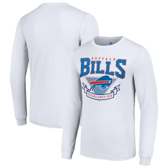 Men's Starter White Buffalo Bills '80s Inspired Team Logo Long Sleeve T-Shirt