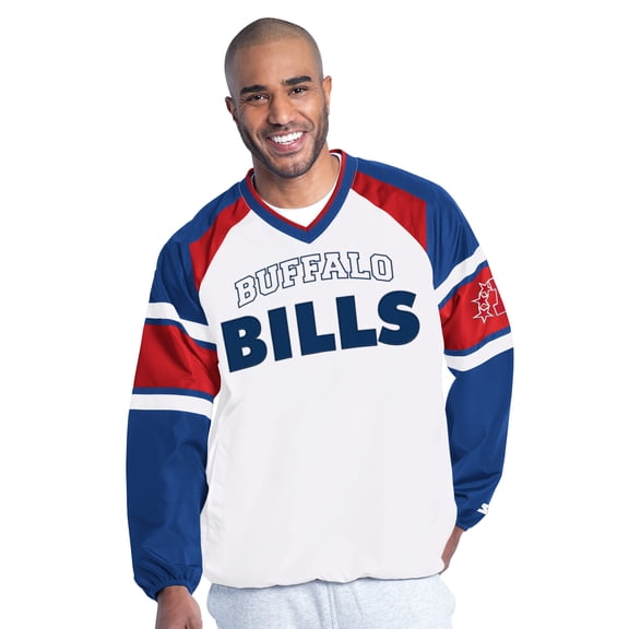 Men's Starter  White Buffalo Bills Infield Play Pullover Jacket
