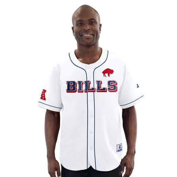 Men's-Starter White Buffalo Bills Relay Vintage Full-Button Baseball Jersey