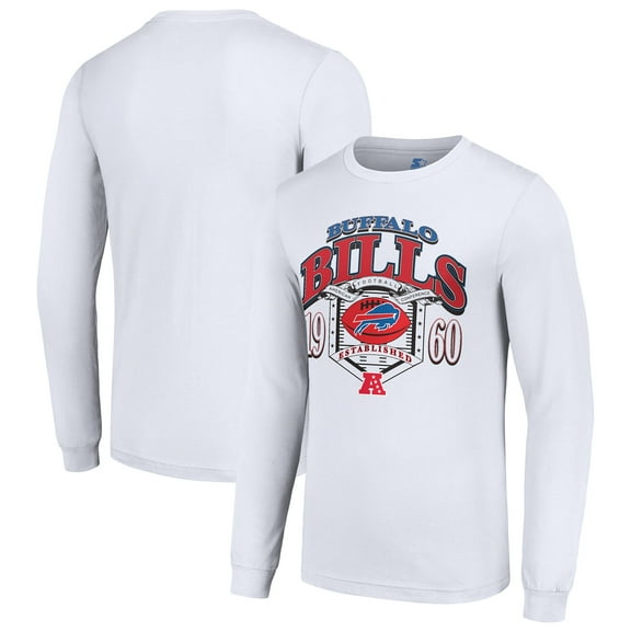 Men's Starter White Buffalo Bills Retro Long Sleeve Graphic T-Shirt
