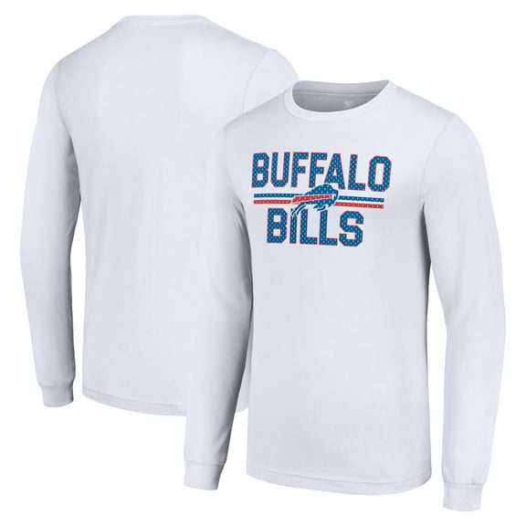 Men's Starter White Buffalo Bills Team Mesh Print Graphic Long Sleeve T-Shirt