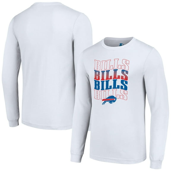Men's Starter White Buffalo Bills Team Name Graphic Long Sleeve T-Shirt