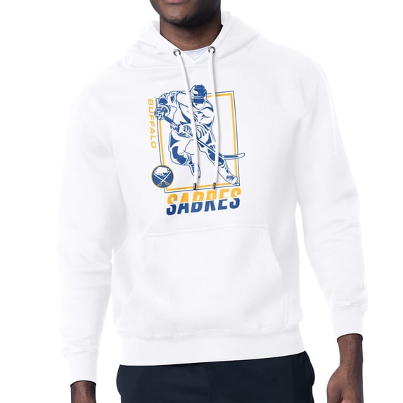 Men's Starter White Buffalo Sabres Player Grid Fleece Pullover Hoodie