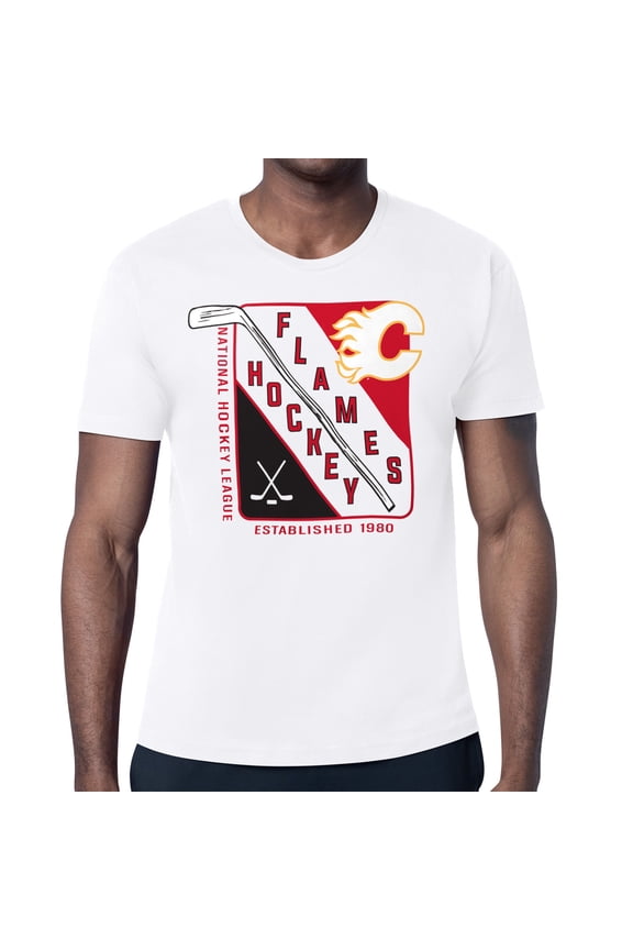 Men's Starter White Calgary Flames Shield Graphic T-Shirt