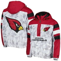 Men's Starter White/Cardinal Arizona Cardinals Thursday Night Gridiron Raglan Half-Zip Hooded Jacket