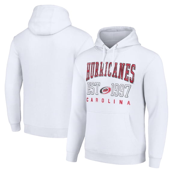Men's Starter White Carolina Hurricanes  Graphic Pullover Hoodie