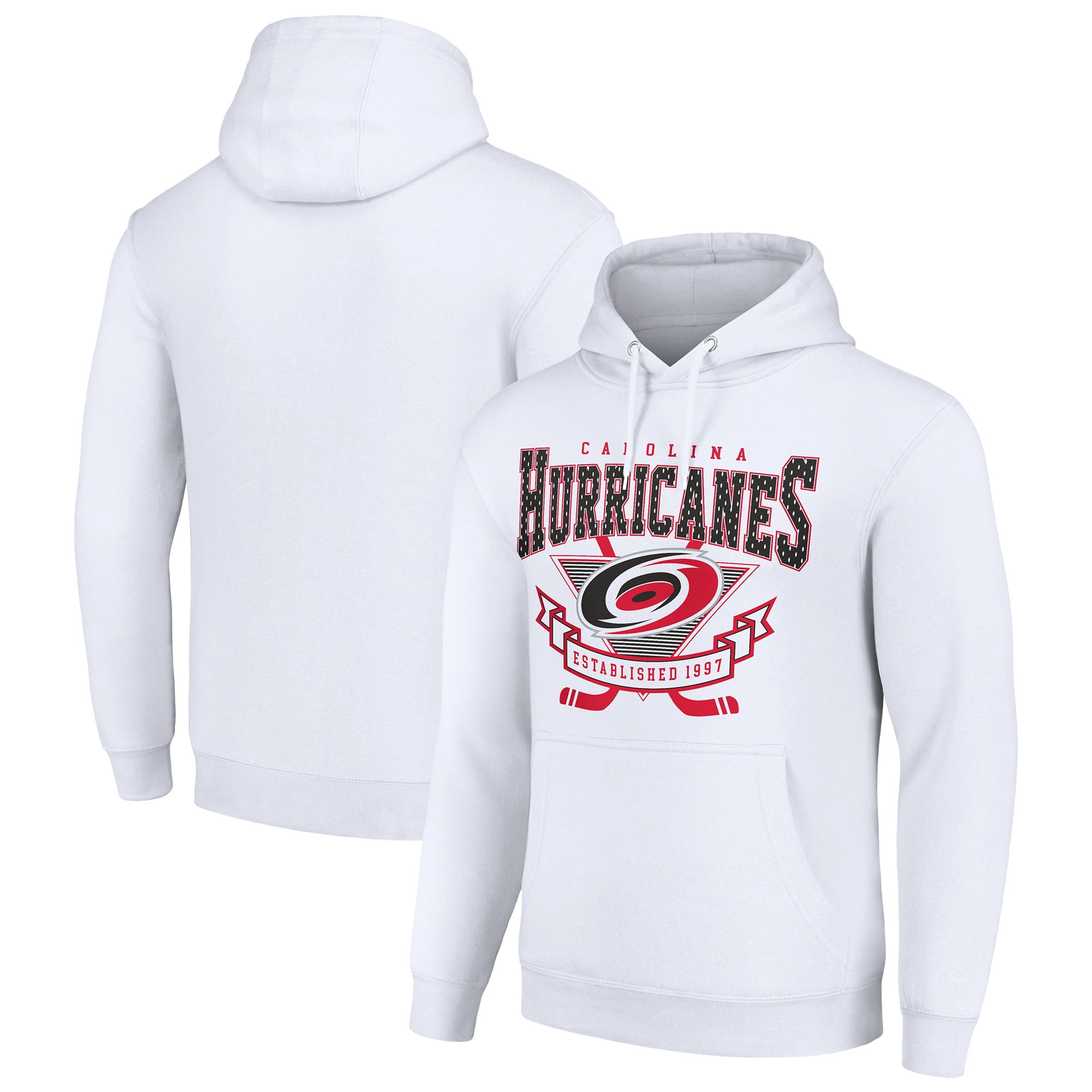 Men s Starter White Carolina Hurricanes Team Logo Graphic Fleece Tri Blend Pullover Hoodie Walmart