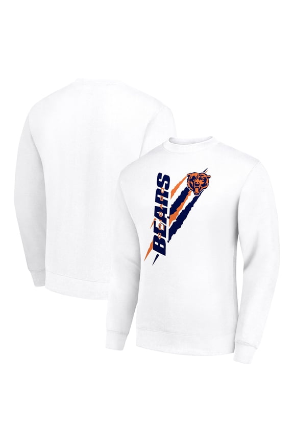 Men's Starter White Chicago Bears Color Scratch Team Graphic Fleece Pullover Sweatshirt