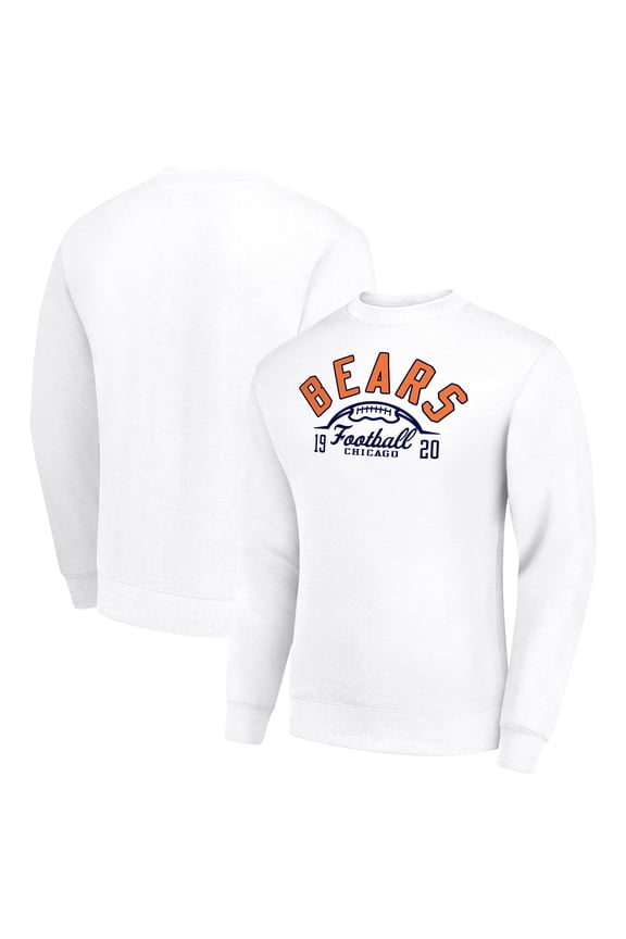 Men's Starter White Chicago Bears Half Ball Team Graphic Tri-Blend Fleece Pullover Sweatshirt