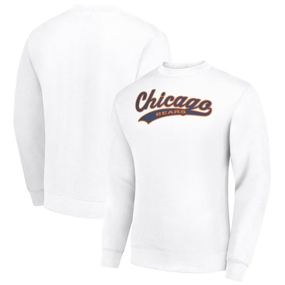 Men's Starter White Chicago Bears Tailsweep Team Graphic Tri-Blend Fleece Pullover Sweatshirt