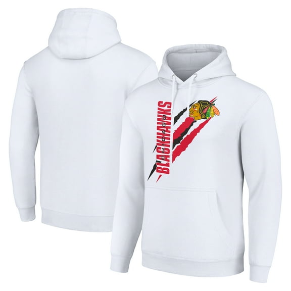 Men's Starter  White Chicago Blackhawks Color Scratch Fleece Pullover Hoodie