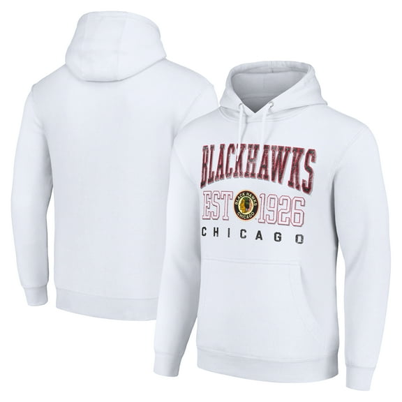 Men's Starter White Chicago Blackhawks Retro Graphic Pullover Hoodie
