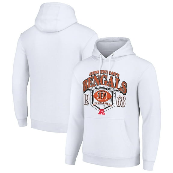 Men's Starter White Cincinnati Bengals 80s Retro Pullover Hoodie