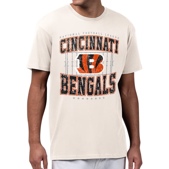 Men's Starter Cream Cincinnati Bengals Distressed Field T-Shirt