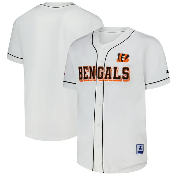 Men's-Starter  White Cincinnati Bengals Relay Full-Button Baseball Jersey