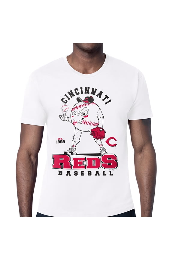 Men's Starter  White Cincinnati Reds Baseball Character T-Shirt