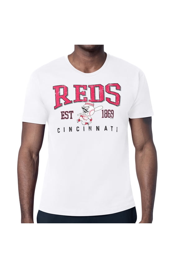 Men's Starter White Cincinnati Reds Distressed Logo T-Shirt