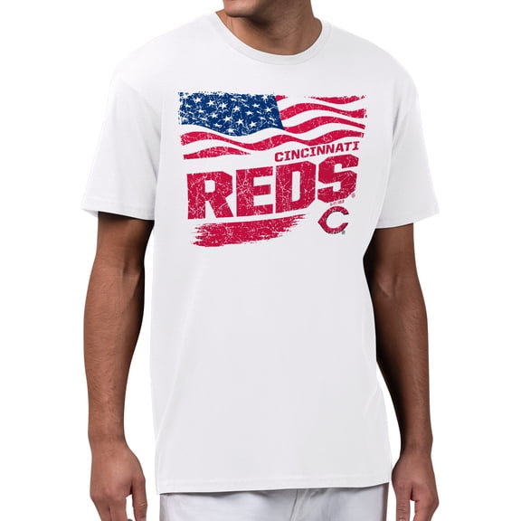 Men's Starter White Cincinnati Reds Waving Flag T-Shirt