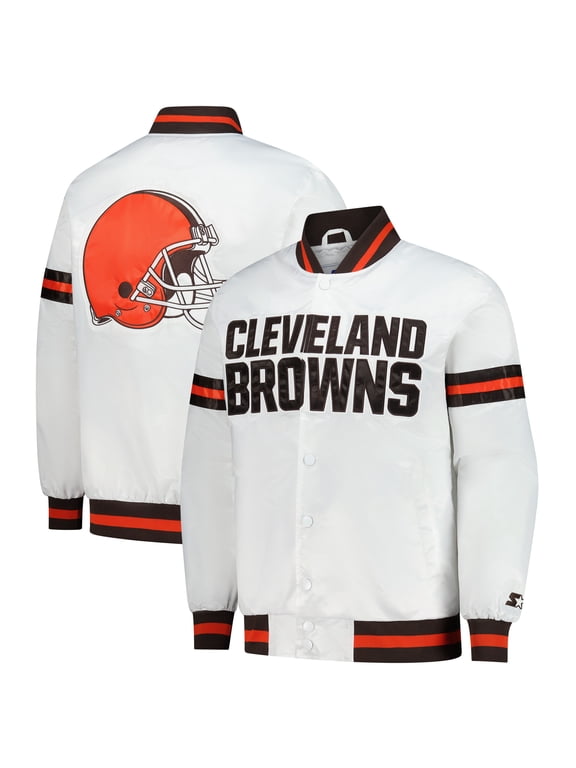 Men's-Starter White Cleveland Browns Scout Full-Snap Varsity Jacket