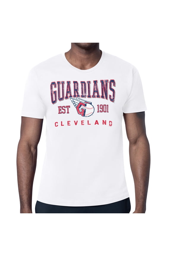 Men's Starter White Cleveland Guardians Distressed Logo T-Shirt