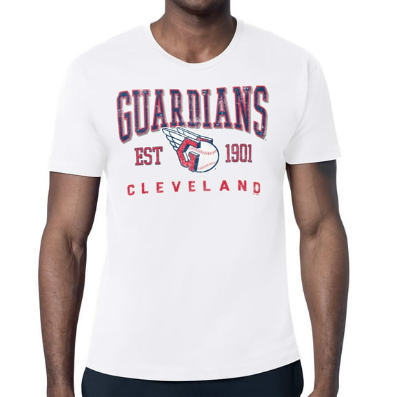 Men's Starter White Cleveland Guardians Distressed Logo T-Shirt
