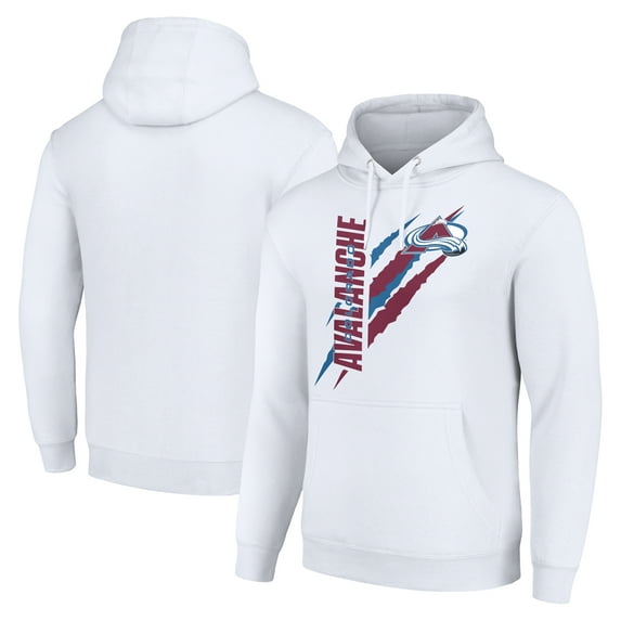 Men's Starter  White Colorado Avalanche Color Scratch Fleece Pullover Hoodie