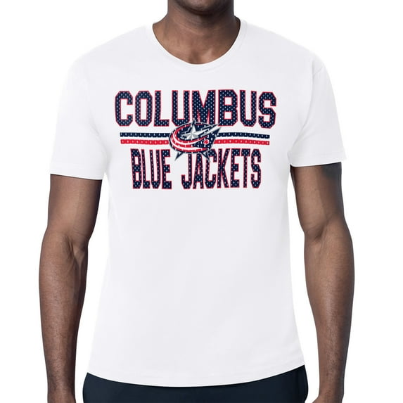 Men's Starter White Columbus Blue Jackets Mesh Look Team Name T-Shirt