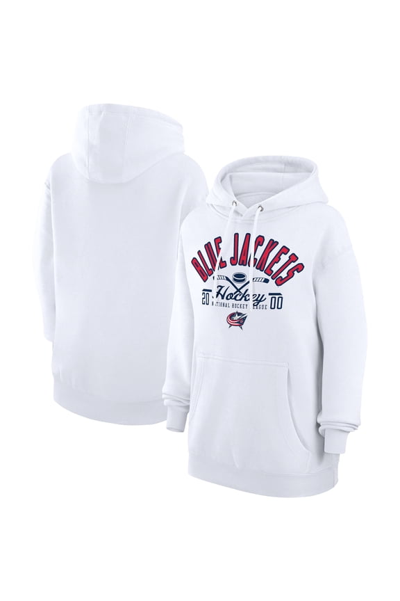 Men's Starter White Columbus Blue Jackets Puck Pullover Hoodie