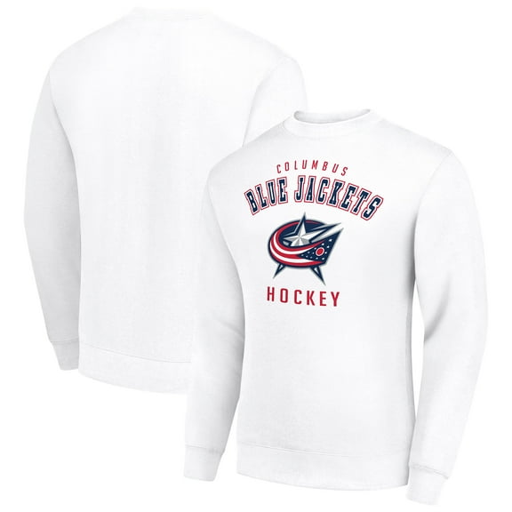 Men's Starter  White Columbus Blue Jackets Team Logo Fleece Pullover Sweatshirt
