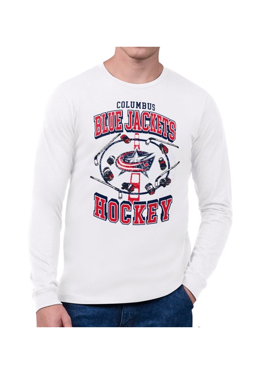 Men's Starter White Columbus Blue Jackets Tilly Long-Sleeve T-Shirt