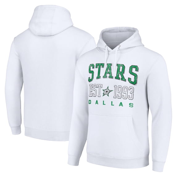 Men's Starter White Dallas Stars Graphic Pullover Hoodie