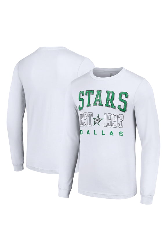 Men's Starter White Dallas Stars Logo Graphic Long Sleeve T-Shirt