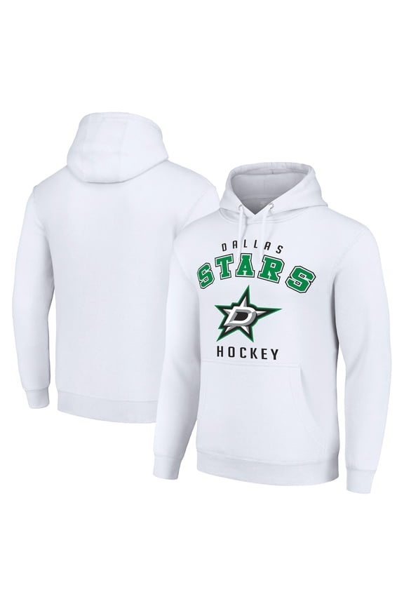 Men's Starter White Dallas Stars Logo Pullover Hoodie