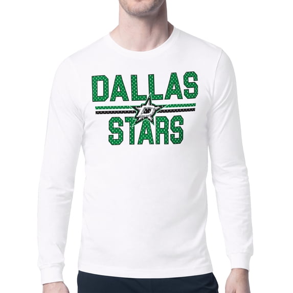 Men's Starter White Dallas Stars Mesh Look Team Name Long Sleeve T-Shirt