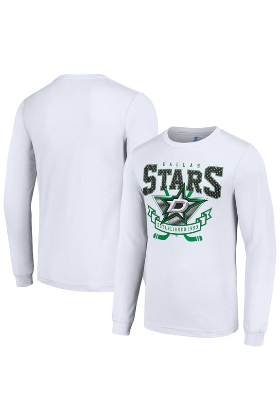 Men's Starter White Dallas Stars Team Logo Graphic Long Sleeve T-Shirt
