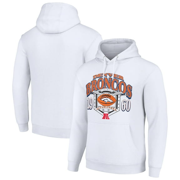 Men's Starter White Denver Broncos 80s Retro Pullover Hoodie