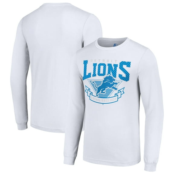Men's Starter White Detroit Lions '80s Inspired Team Logo Long Sleeve T-Shirt