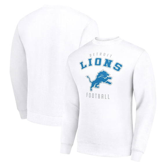 Men's Starter White Detroit Lions Team Logo Pullover Sweatshirt