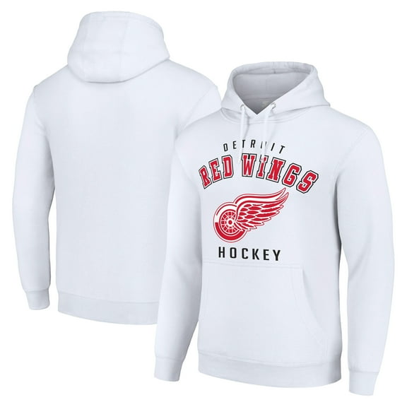 Men's Starter White Detroit Red Wings  Logo Pullover Hoodie