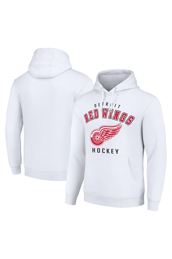 Men's Starter White Detroit Red Wings Logo Pullover Hoodie